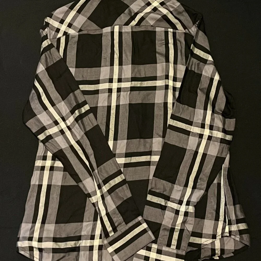 NEW Genuine Harley Davidson Women's Black & White Plaid Woven Shirt Size M - Picture 6 of 6
